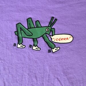 Adidas Originals T Shirt Womens Large Purple Graphic Grasshopper Logo Tee